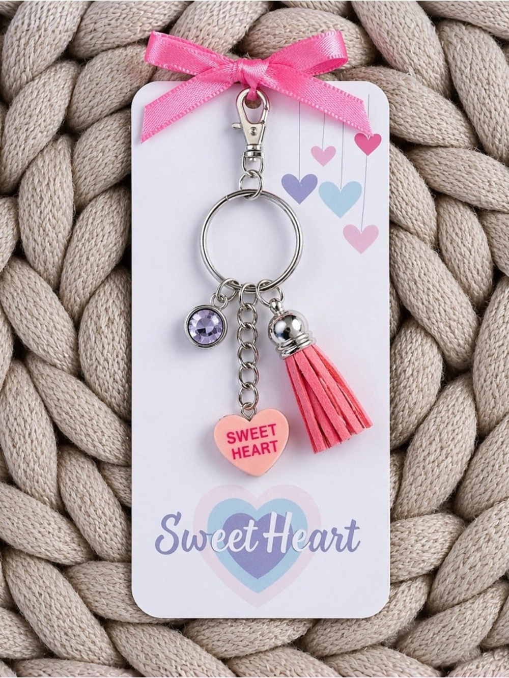 New Handmade Pink “Sweet Heart” Keychain (Version 2)